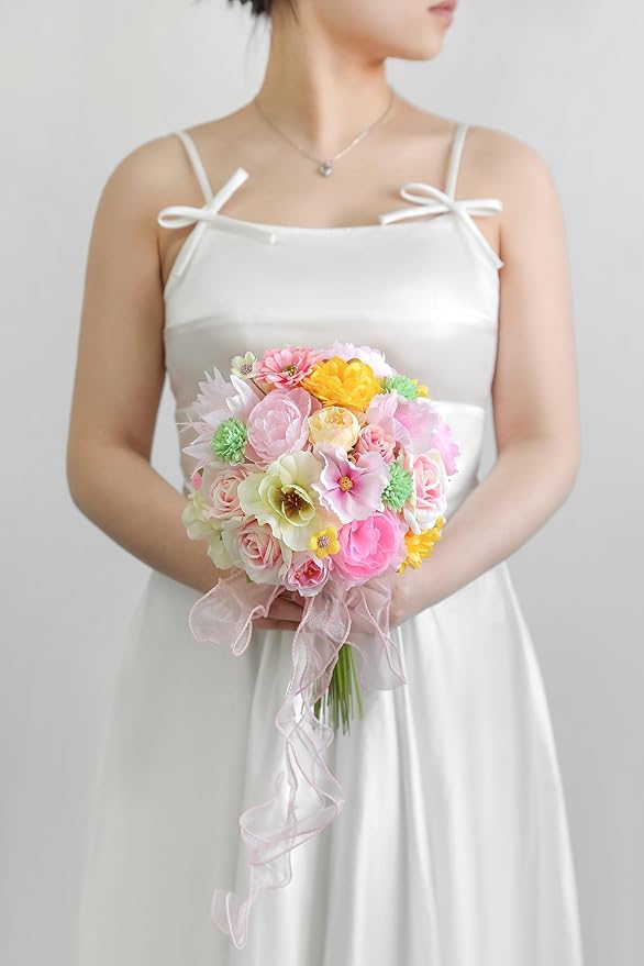 Fake Flowers Heads Bulk Pink Green Mini Artificial Silk Flower for Crafts, Small Artificial Daisy Roses Faux Flowers for Graduation Cap DIY Cake Wedding Party Home Garland Decoration