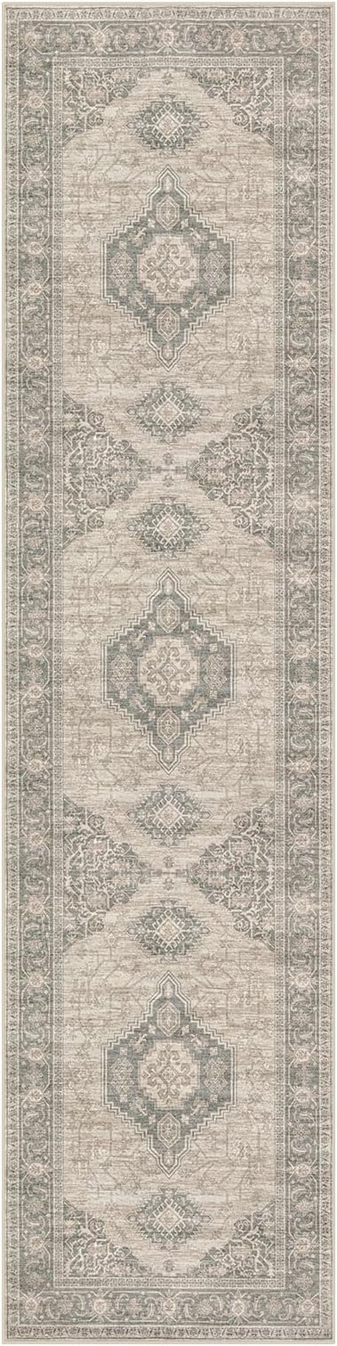 Lahome Oriental Hallway Runner Rug, 2.5x12 Washable Runners for Hallways Kitchen, Soft Distressed Non Shedding Long Carpet for Entryway ‎Laundry Room, Grey/Brown