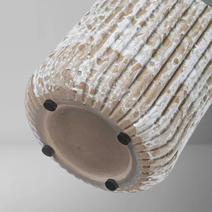 Ceramic Flower Vase Home Décor, 9.25 Inch Rustic Farmhouse Vase, Ribbed Vintage Vase, Pottery Decorative Vases for Living Room, Entryway Table, Shelf, Kitchen Island, Coffee Table(Mottled-Gray)