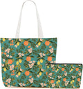 Aesthetic Floral Tote Bag Makeup Bag Flower Decor Gifts for Girls Christmas Shopping Grocery Bags Cosmetic Bags