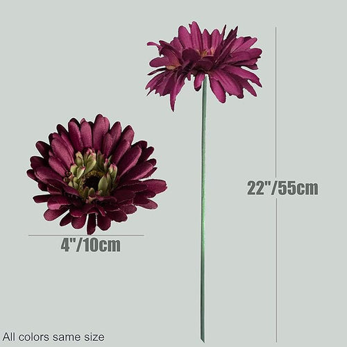 12pcs Artificial Gerbera Daisies,22 Inch Long Stem Silk Daisy Flowers,Realistic Artificial Flower Mums for Home Décor Centerpiece Wreath Supplies Wedding Bouquet,Magenta