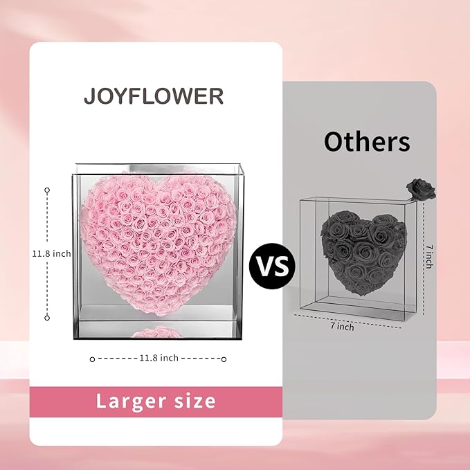 JoyFlower About 140pcs Preserved Roses Gift, Real Pink Eternal Roses for Mom, Long Lasting Forever Flowers with Gift Box for Girlfriend Wife in Valentines Day Birthday Anniversary