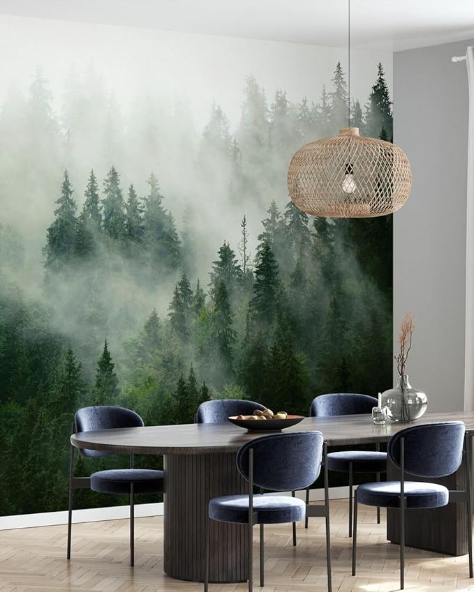 Forest Wall Murals Peel and Stick Forest murals Removable Waterproof Large Wallpaper for Living Room Bedroom (Color-3, 118×82 inch)