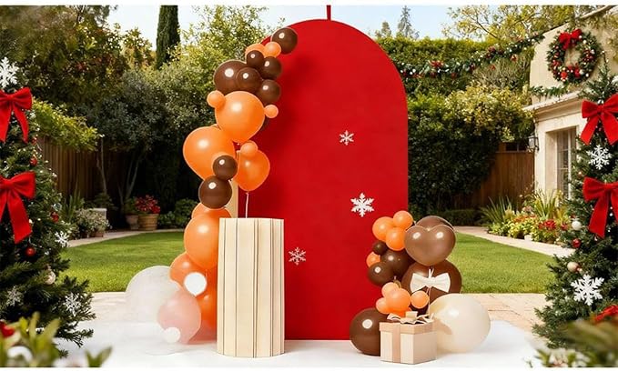 6.6 FT Red Arch Backdrop Cover, Red Christmas Arch Cover, Arch Backdrop Stand Covers for Birthday Wedding Party Decor