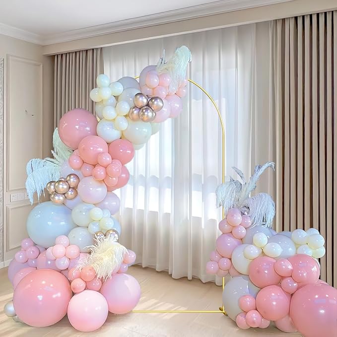Wedding Arch Backdrop Stand 7.2FT Gold Wedding Balloon Arched Backdrop Stand Square Arch Frame for Birthday Party Bridal Baby Shower Ceremony Decoration