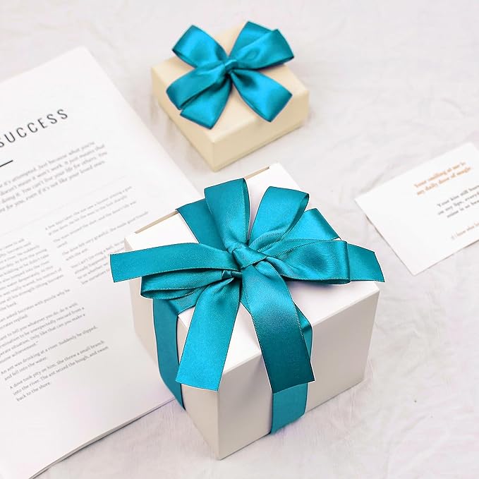 Turquoise Blue Satin Ribbon, Double Faced 1 Inch X 25 Yards Turquoise Ribbon, Premium Satin Ribbon for Gift Wrapping, Crafts, Hair Bow Making, Sewing, Flower Bouquet, Wedding Party Decor