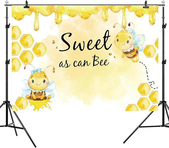 15x8ft Baby Shower Backdrop Sweet as Can Bee Photography Background Honeycomb Honey Yellow Bumblebee Boys Girls Kids Birthday Party Banner Decorations Newborn Gender Reveal Photo Booth Prop