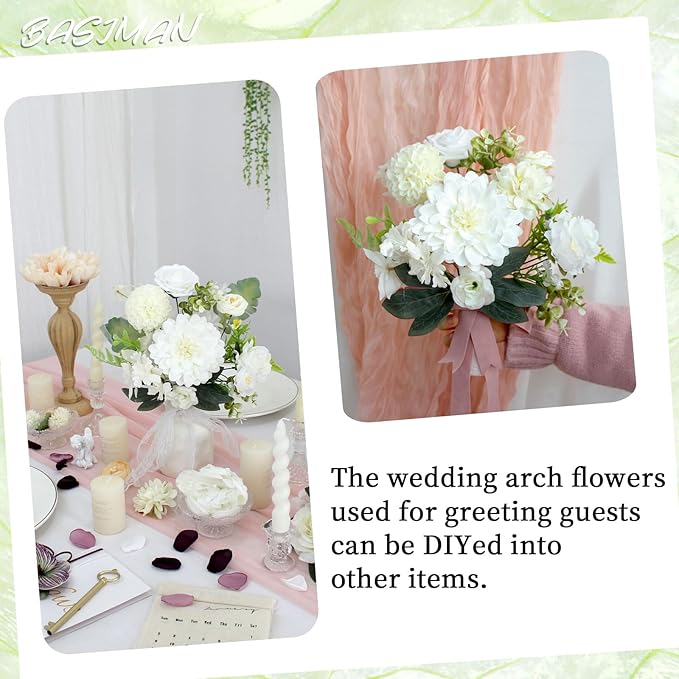 2pcs Wedding Arch Flowers,Wedding Welcome Sign,centerpieces for Tables,Reception Backdrop Table Decorations Welcome Sign (White)