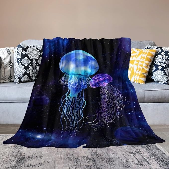 Jellyfish Gifts for Girls & Women - Soft, Warm & Cozy Fleece Throw Blanket for Kids & Adults - 50"x60"
