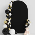 Wokceer Wedding Arch Cover 8FT Spandex Fitted Wedding Arch Stand Covers Round Top Chiara Arch Backdrop Cover for Birthday Party Ceremony Banquet Decoration Black