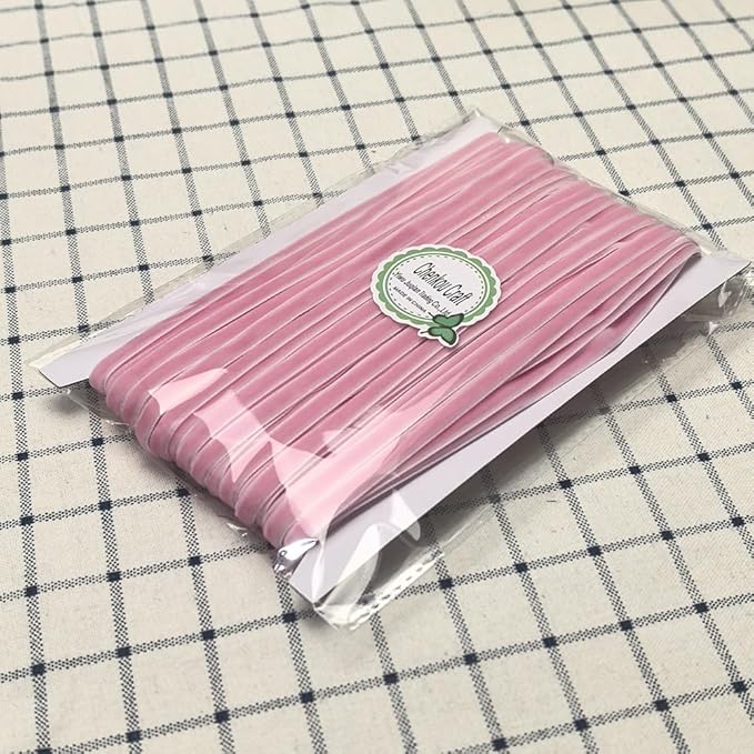 Chenkou Craft Pink 25 Yards 1/4" Velvet Ribbon Lots Bulk (Pink, 1/4"(6mm))