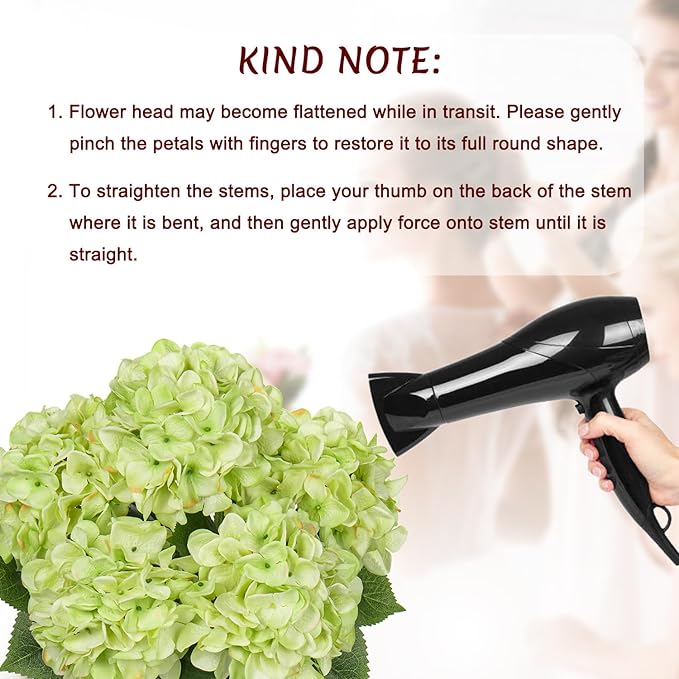 Hollyone Green Hydrangea Artificial Flowers Large Artificial Hydrangeas Silk Flowers for Home Decor Indoor Wedding Flowers Bouquets Faux Flowers Kitchen Centerpiece Table Decorations