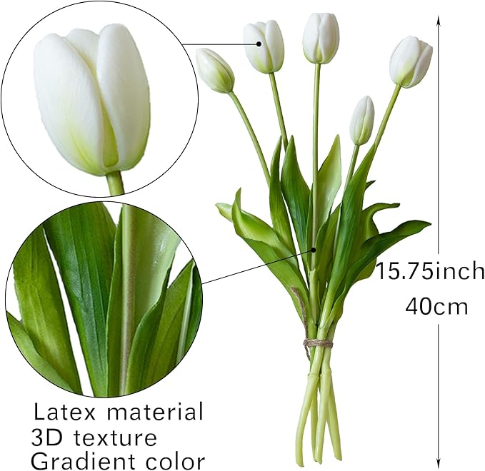 40pcs Artificial Tulips Flowers, Real Touch Latex Bouquet, Fake Tulips for Office Wedding Party Home Kitchen Garden Decoration-B Coral Pink Suit