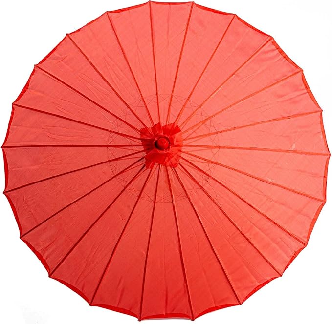 THY COLLECTIBLES 33" Japanese Chinese Umbrella Parasol for Wedding Parties, Photography, Costumes, Cosplay, Decoration and Other Events - Solid Color (Red)