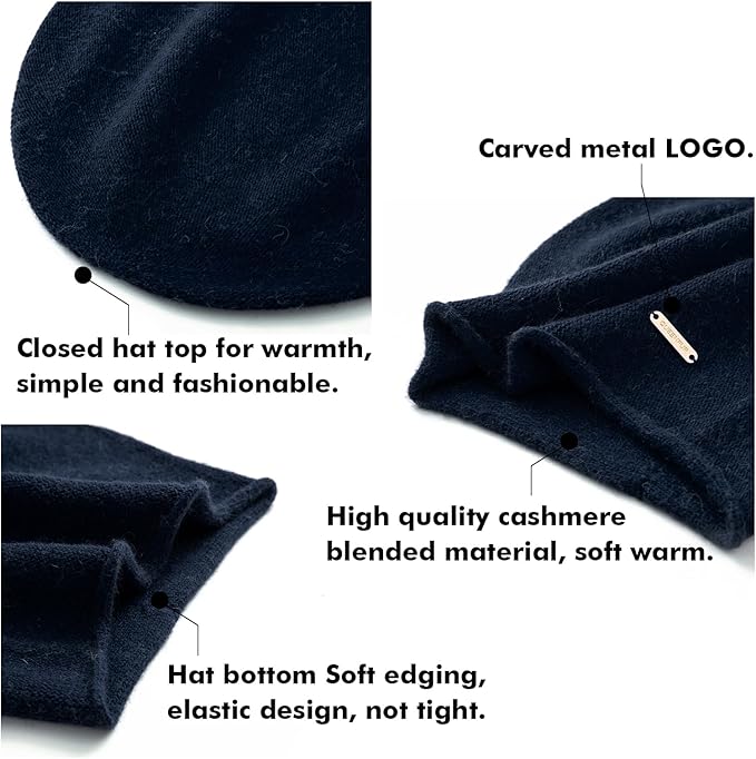 QUEENFUR Knit Slouchy Beanie Hats for Women Cashmere Ski Cap Knitted Wool Soft Warm Winter Hat