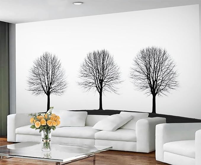 KIREUPA Minimalist Tree Wall Mural, Elegant Tree Silhouette Poster 3d Wall Murals, Modern Forest Wallpaper Mural, for Living Room Bedroom Large Wallpaper Indoor Decor 78.7" W x55.1 H