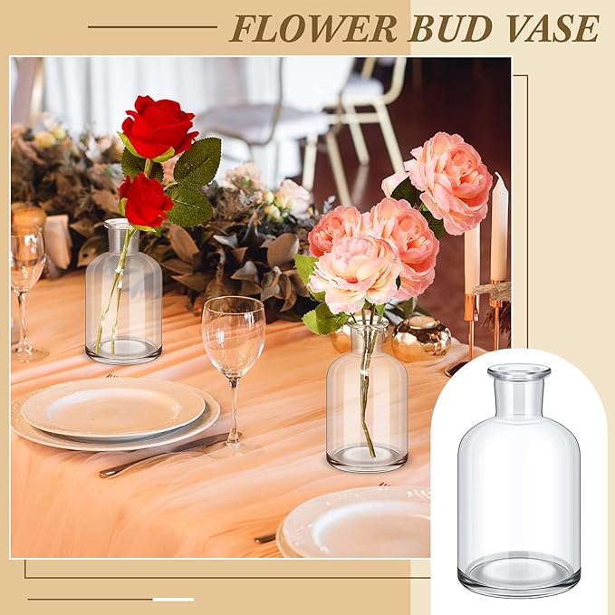 Lallisa 30 Pcs 4.9 Inches Small Glass Bud Vases Bulk Mini Flower Vases for Centerpieces Decorative Glass Bottles Vintage Rustic Decoration for Wedding Dining Table Home Decor