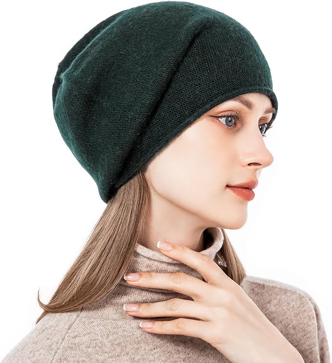 QUEENFUR Knit Slouchy Beanie Hats for Women Cashmere Ski Cap Knitted Wool Soft Warm Winter Hat