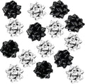 15 Pcs Gift Bows Assortment, Decor for Christmas, Birthdays, Weddings, Holiday Embellishments, Presents, Wrapping Paper, Anniversaries, Baby Showers, Bridal Showers, Hanukkah (Black+Silver)