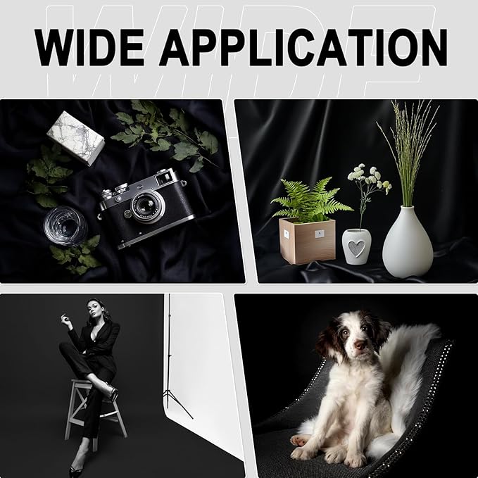 GFCC Wrinkle-Resistant Black Backdrop Background for Photography Thick Photo Booth Backdrop for Photoshoot Background Screen Video Recording Parties Curtain(7.5FTX10FT)