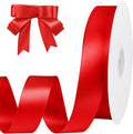Red Ribbon 1 inch 60 Yards Double Faced Red Satin Christmas Ribbon for Crafts Gift Wrapping Hair Bows Wedding Invitation Party Christmas Decorations