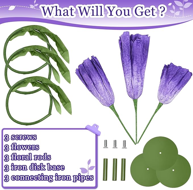 Purple Large Paper Flowers - Giant Paper Flowers 5.77FT Life Size Flowers Wedding Decorations for Birthday Party Outdoor Banquet Event Home Backdrop Decor