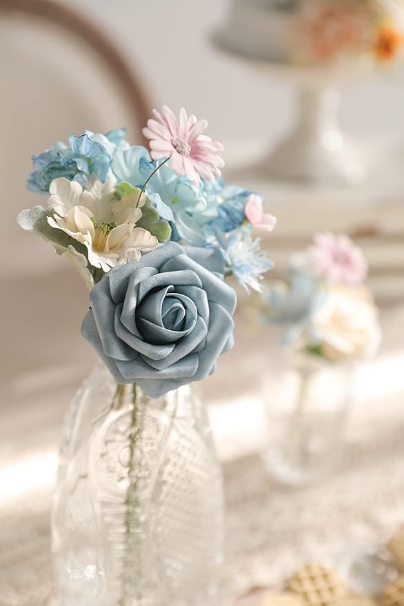 Serra Flora Artificial Flowers Combo Box Set Faux Flowers Bulk Flower Leaf with Stems Arrangements for DIY Wedding Bouquets Party Table Centerpieces Home Decorations Indoor Outdoor