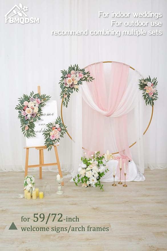 Faux Flowers Wedding Arch Flowers Kit(Pack of 2) for Wedding Decor Ceremony and Reception Backdrop Decoration (Dark Pink)