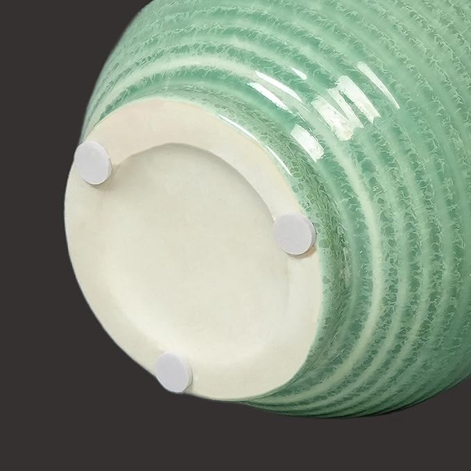 Sunddo Green Ceramic Vase for Centerpieces - 6 Inch Modern Decorative Vase with Handle, Small Pitcher Vases for Home Decor, Living Room Kitchen Bedroom Entryway Mantel Shelf Decor