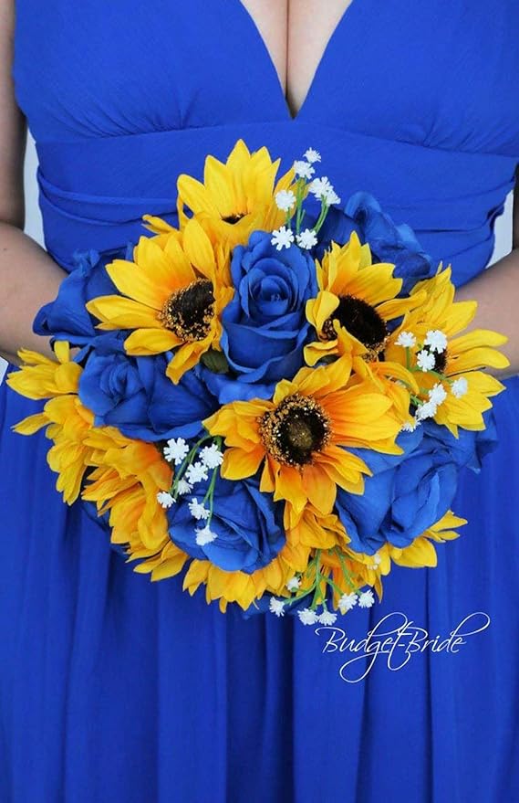 Laelfe 12 pcs Artificial Blue Roses Flowers Long Stem Fake Silk Rose for Home Wendding Decorations (Blue)
