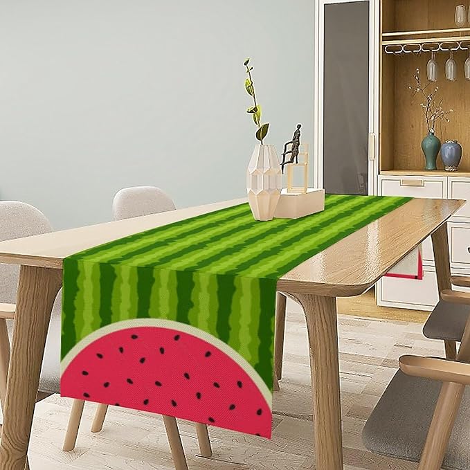 Watermelon Table Runner,Summer Fruit Tropical Birthday Party Decoration Dining Room Home Kitchen Table Decor 13 x 108Inches