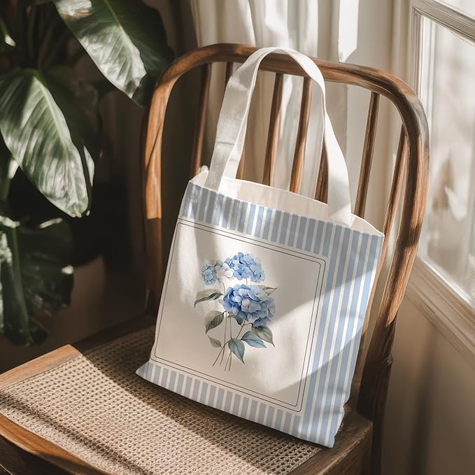 Flowers Tote Bag Gifts for Women, Canvas Aesthetic Reusable Grocery Bags Shopping Bags