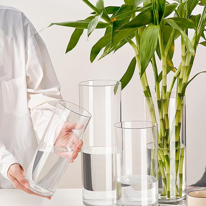 Clear Acrylic Flower Vase, Modern Unbreakable Decorative Cylinder Vase for Wedding Bouquets, Centerpieces, and Home Decor - 10cm Diameter, 30cm Height
