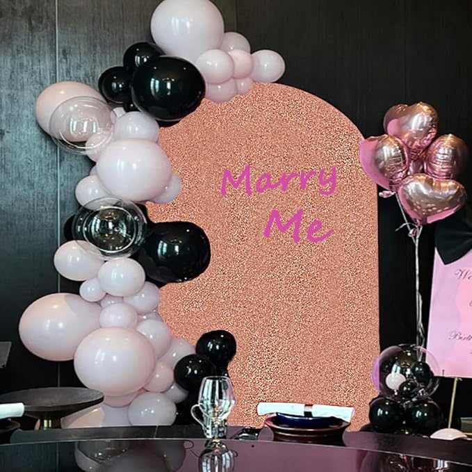 Two-Sided Glitter Arch, Rose Gold Chiara Backdrop, Shimmer Stand Cover for Birthday Wedding Party Decor