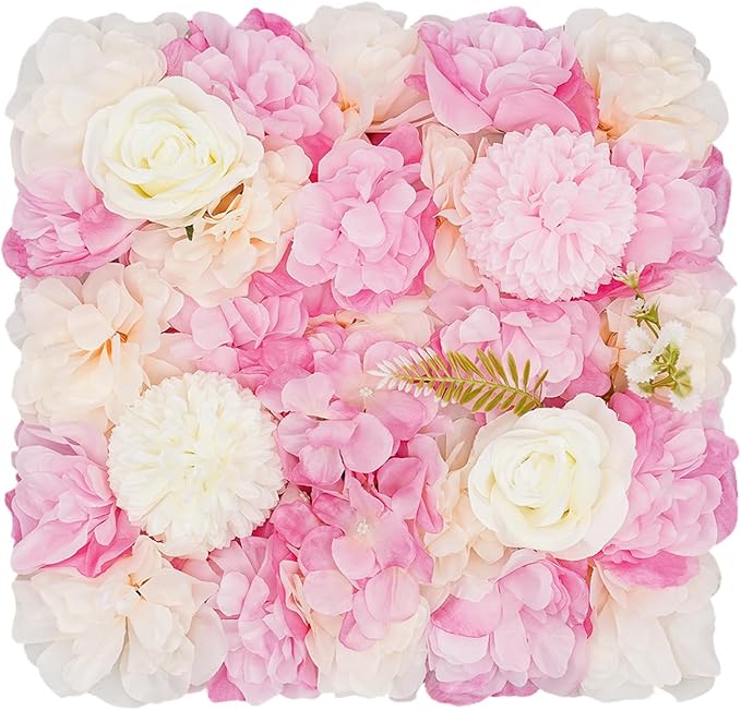 CNCEST 3D Flower Wall Panel, 12pcs Artificial Flower Wall Background Silk Rose Mat, Floral Wall Arrangement for Wedding Backdrop Wall Decor Shop Photo Backdrop, 15x15in, 38x38cm(38x38cm-12pcs)