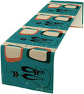 Mid Century Modern Black Cat Table Runner,Table Runners for Kitchen Dining Modern Tables Decor Decoration for Kitchen Family Dinner Table Holiday Party Farmhouse 13 x 120 Inch Blue