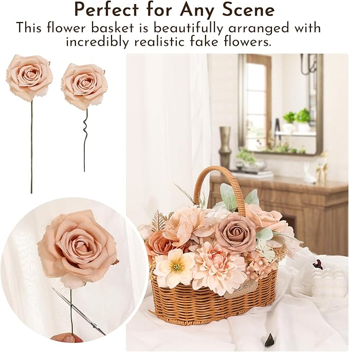 Artificial Flowers Combo Box Set Fake Flowers with Stems Artificial Bouquet Flowers for Wedding Centerpieces Arrangements Baby Shower Party Home Decor