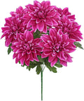 Hollyone Purple-Pink Artificial Dahlia Flowers with Stem Bushes 7 Heads Silk Fake Dahlias Flowers Wedding Bouquets Faux Dahlia Flower Floral Arrangements for Party Table Centerpieces Home Decor