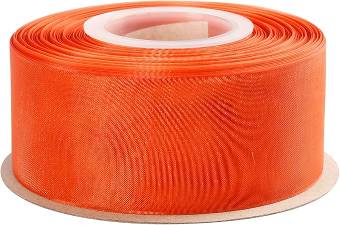 1-1/2 Inch Torrid Orange Shimmer Sheer Organza Ribbon Sheer Chiffon Ribbon 50 Yards-Roll Multiple Colors Available for Gift Wrapping Wedding Events Christmas Décor