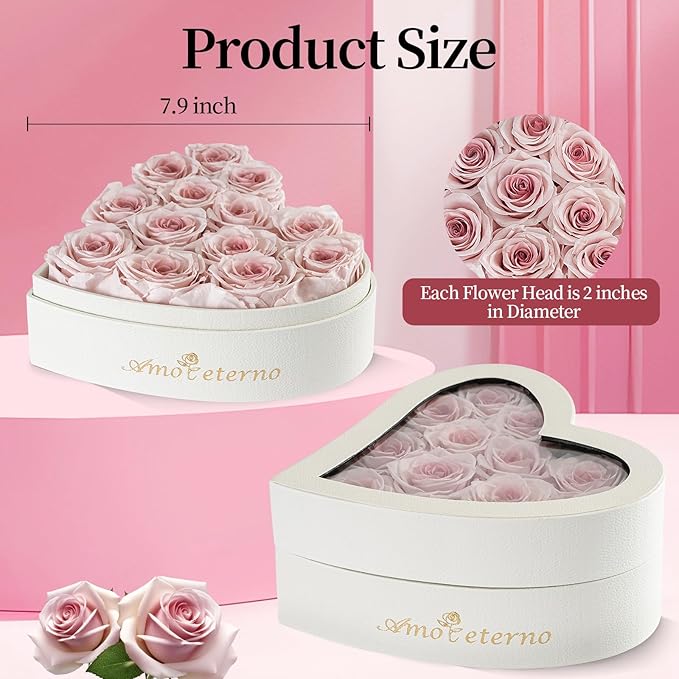 Flower, Forever Roses in A Box, Fresh Flowers, Birthday Gifts for Her, Women, Mom, Girlfriend, Wife, Grandma,Cream Forever Roses