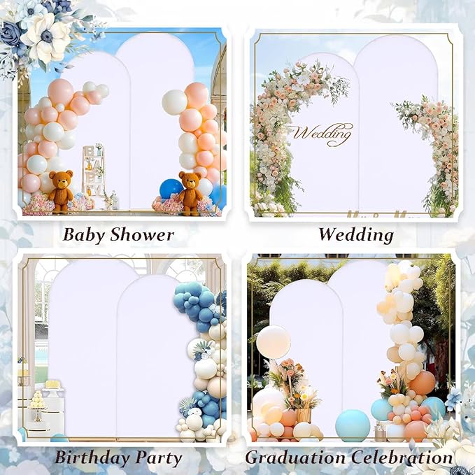 Arch Backdrop Stand and Cover Set,6.6FT, 6FT Wedding Arch Frame,Balloon Arch Stand for Birthday Party, Graduation,Ceremony,Baby Shower Decorations
