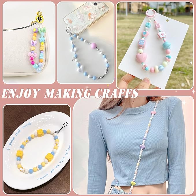 Assorted 200-260PCS Macaroon Color Acrylic Beads for Bracelet Making, Bow Candy GummyBear Bracelet Charms,Cute Beads for Jewelry Making DIY Necklace Keychain Phone Charm Christmas Gift