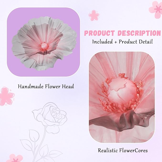 Giant Flowers for Decoration, 5.58 ft Artificial Silk Flower for Wedding Birthday Baby Shower Christmas Party Banquet Background Decor, Home Décor Backdrop Hotel Shop Display Props, Grey Pink