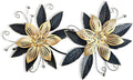 LIFFY Black Gold Metal Flowers Wall Decor,15" 3D Multi-layer Modern Floral Art, Rustic Distressed Hanging Decor for Indoor, Bedroom Living Room Garden Patio, Home Decoration Accent