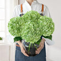 Green Hydrangea Artificial Flowers, 4Pcs 22" Large Lifelike Faux Silk Flowers, Full Artificial Hydrangeas for Bouquet Table Centerpieces Indoor Spring Outdoor Home