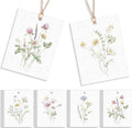 50 Set Floral Blank Gift Tags with String, 2 x 3 in Watercolor Bouquet Paper Gift Tags Set 5 Assorted Flower Designs Label Tag for Wedding Bridal Baby Shower Xmas Party Decor Supplies