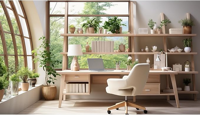 Office Backdrop for Video Conference Modern Business Home Office Work Place Background Indoor Green Plants Leaves Tranquil Work Environment for Live Video Zoom Calls Photo Portrait Prop 15x8ft