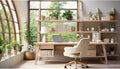 Office Backdrop for Video Conference Modern Business Home Office Work Place Background Indoor Green Plants Leaves Tranquil Work Environment for Live Video Zoom Calls Photo Portrait Prop 15x10ft