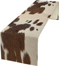Cow Print Table Runner, Brown Cowhide Western Style Runner Country Farmhouse Cottage Patten Decoration for Home Kitchen Dining,13x90 Inch