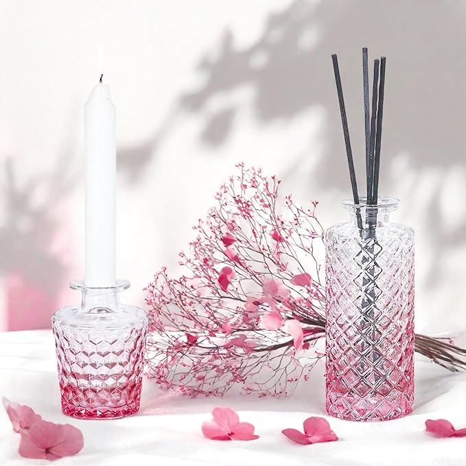 40 PCS Small Glass Bud Vases Set, Mini Flower Vases for Wedding Centerpiece, Table Decoration, Party & Festival Home Decor, Bulk Vintage Miniature Vases for Floral Arrangements, Pink